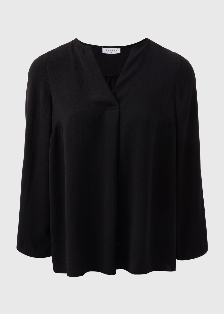 Black V-Neck Blouse
