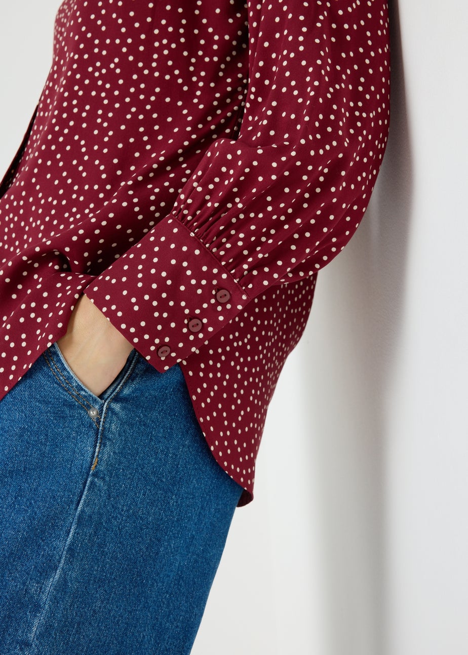 Burgundy Spot Print Shirt