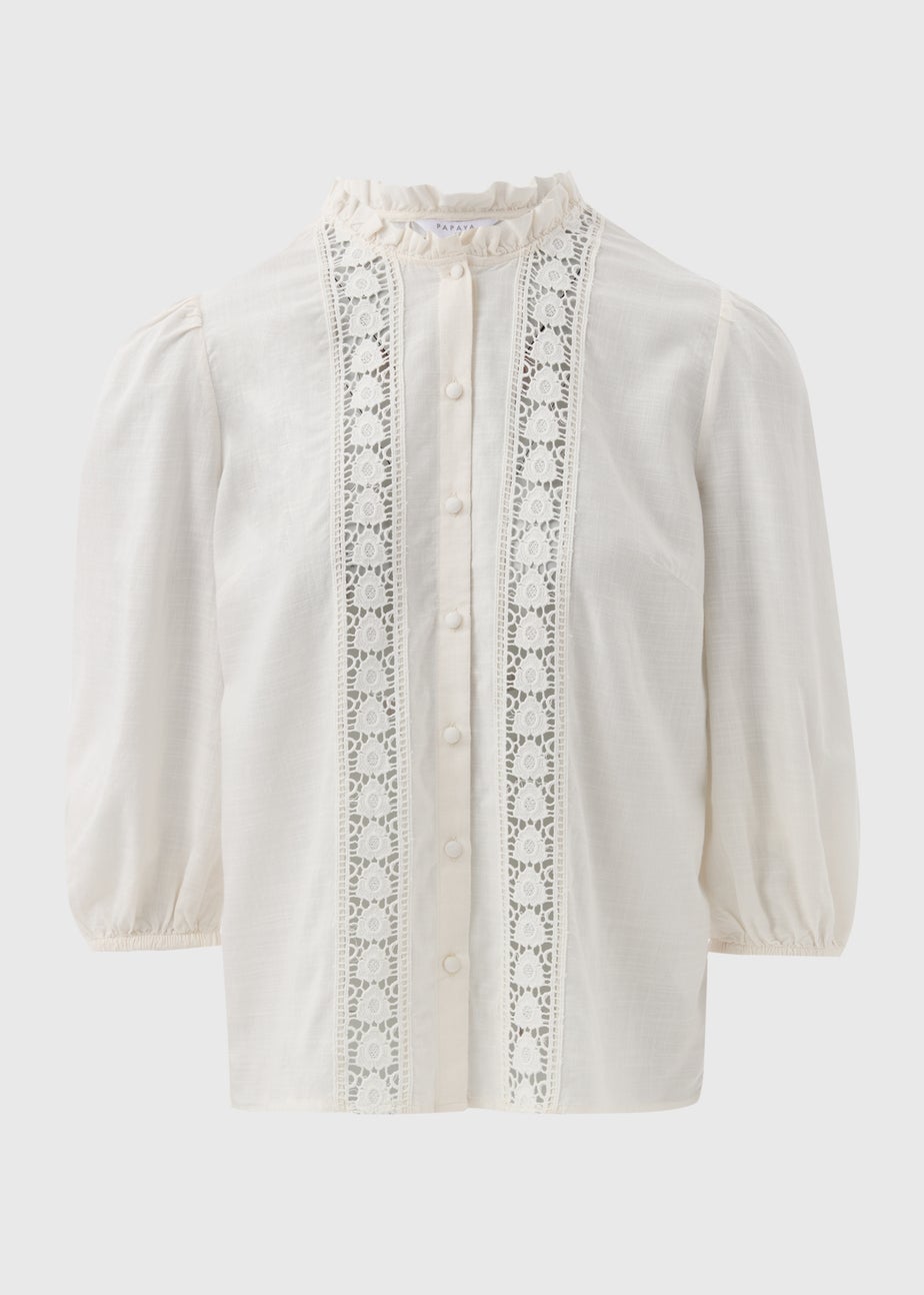 Cream High Neck Lace Blouse