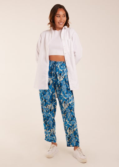 Blue Vanilla Blue Foil Detail Capri Trousers