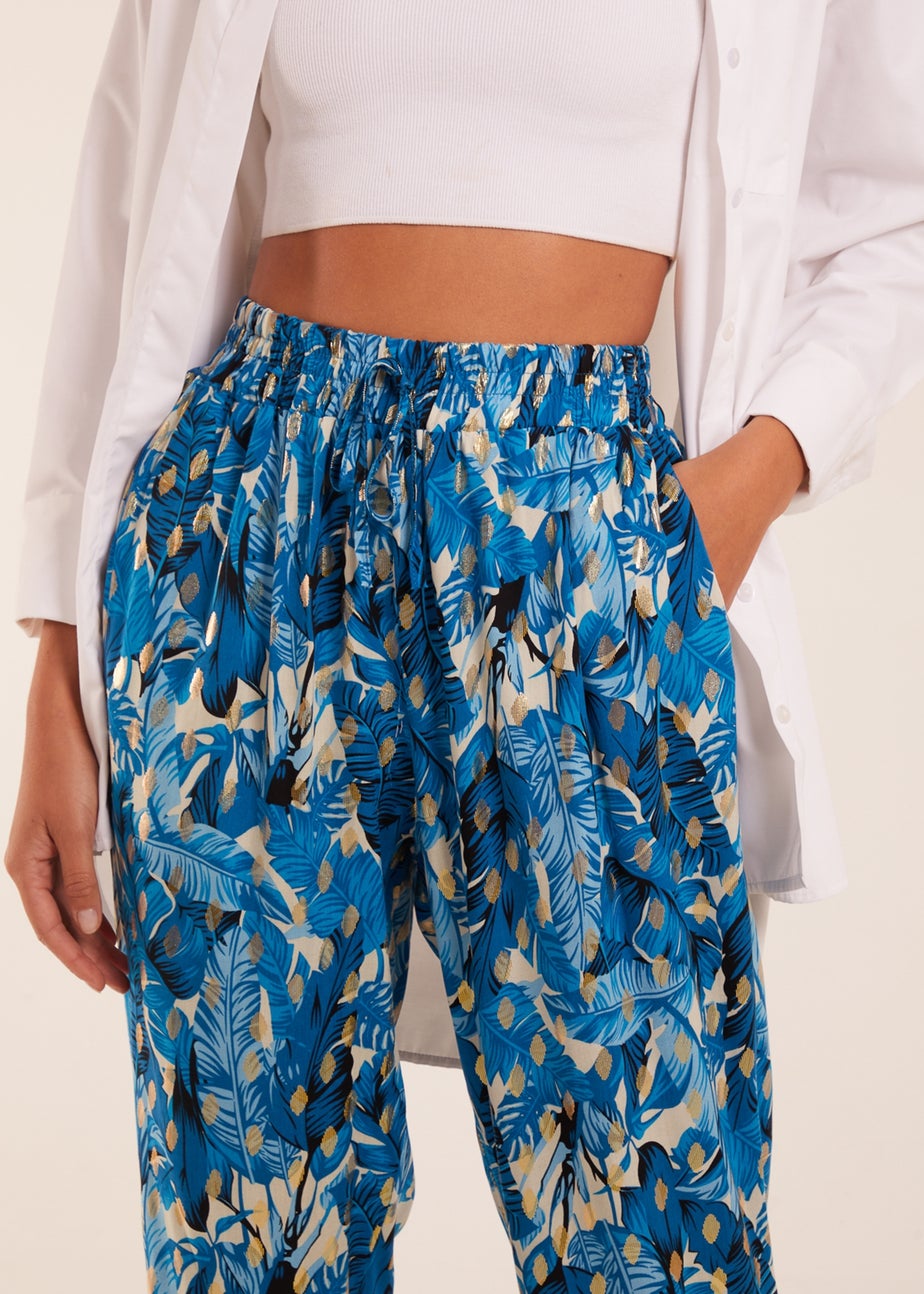Blue Vanilla Blue Foil Detail Capri Trousers