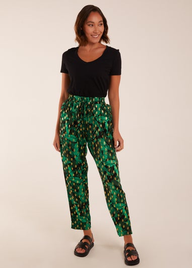 Blue Vanilla Green Foil Detail Capri Trousers