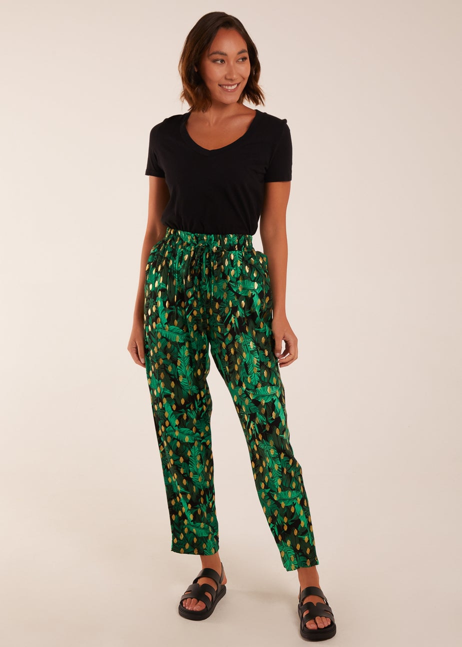 Blue Vanilla Green Foil Detail Capri Trousers