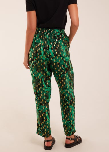 Blue Vanilla Green Foil Detail Capri Trousers