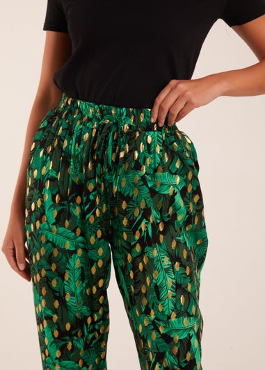 Blue Vanilla Green Foil Detail Capri Trousers