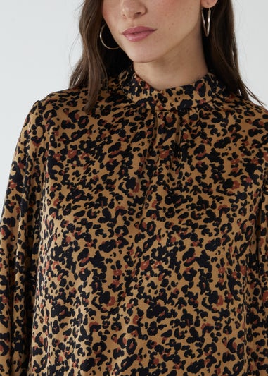 Blue Vanilla Brown Satin Blouson Top