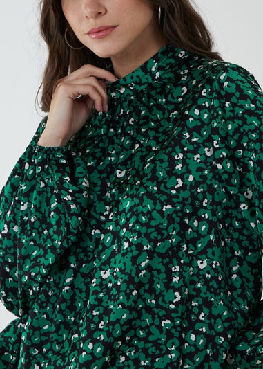 Blue Vanilla Green Satin Blouson Top