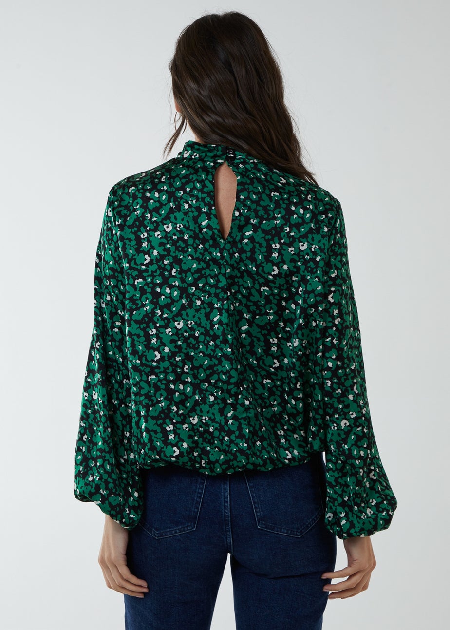 Blue Vanilla Green Satin Blouson Top