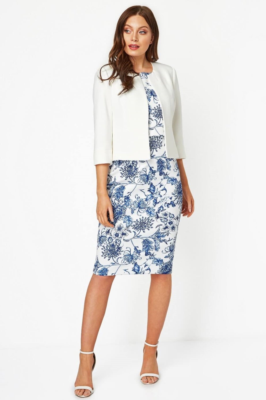 Roman Ivory Cropped Bolero Tailored Jaquard Jacket Wedding Shrug Fitted Blazer