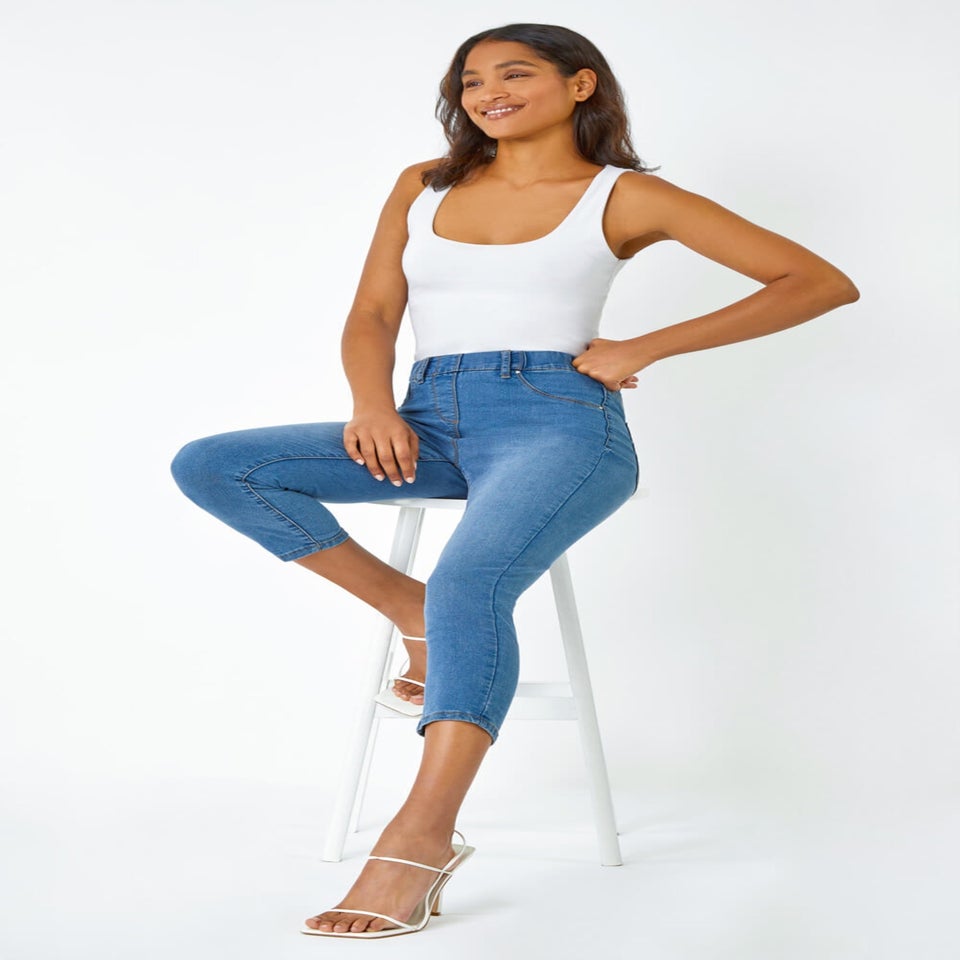 Roman Denim Blue Cropped Stretch Denim Jegging