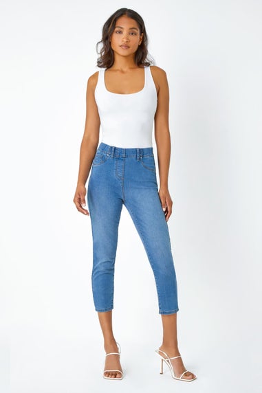Roman Denim Blue Cropped Stretch Denim Jegging