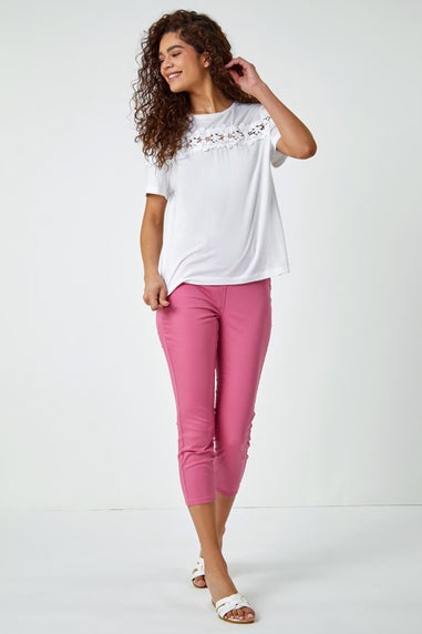Roman Pink Cropped Stretch Denim Jegging