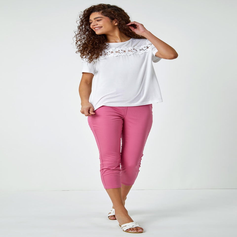 Roman Pink Cropped Stretch Denim Jegging