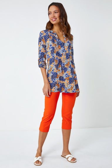 Roman Burnt Orange Cropped Stretch Trouser Capri Summer Leggings 3/4 Pedal Pushers