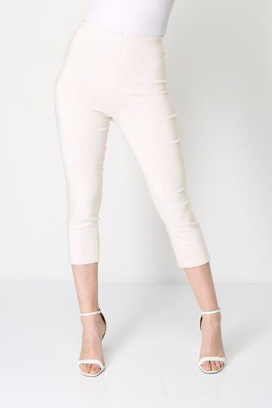 Roman Ivory Cropped Stretch Trouser Capri Summer Leggings 3/4 Pedal Pushers