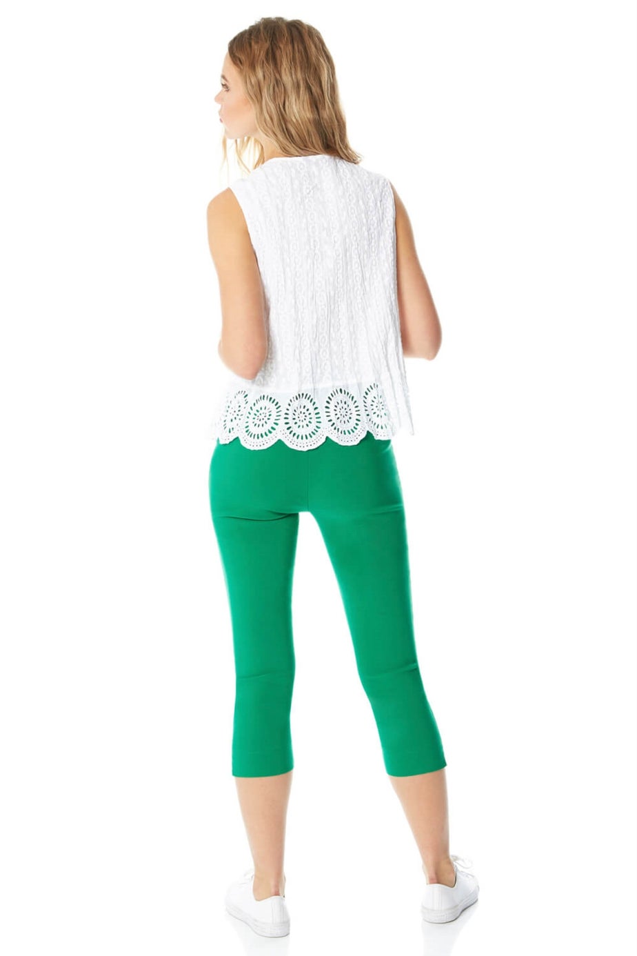 Roman White Eyelet Detail Embroidered Crinkle Blouse