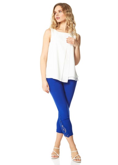 Roman Royal Blue Lace Insert Crop Stretch Trousers