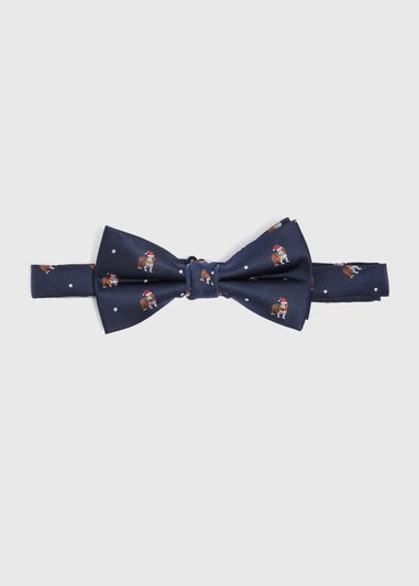 Taylor & Wright Navy Novelty Pug Santa Bow Tie