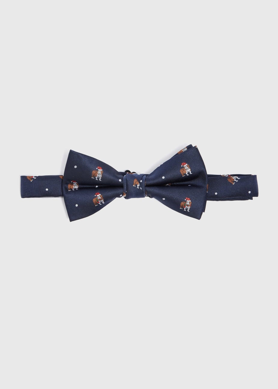 Taylor & Wright Navy Novelty Pug Santa Bow Tie
