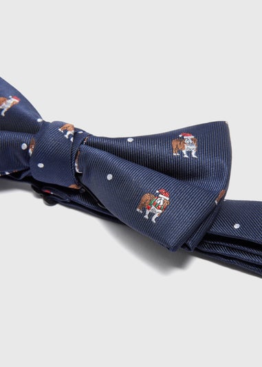 Taylor & Wright Navy Novelty Pug Santa Bow Tie