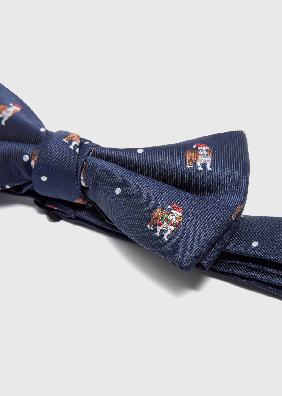 Taylor & Wright Navy Novelty Pug Santa Bow Tie