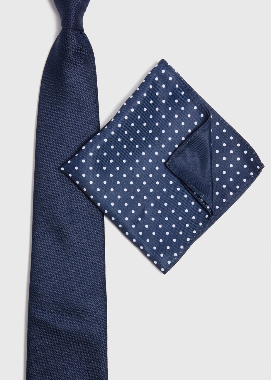 Taylor & Wright Navy Polka Dot Tie & Pocket Square
