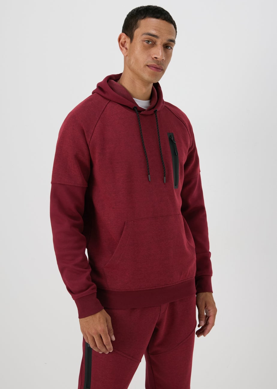 Souluxe Marl Panel Burgundy Hoodie