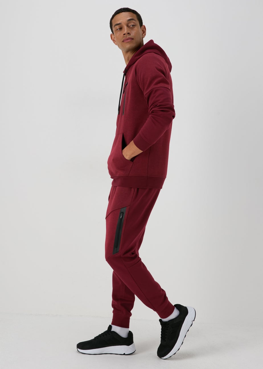 Souluxe Marl Panel Burgundy Hoodie