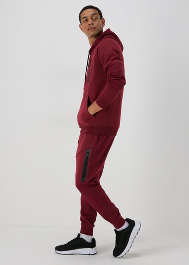 Souluxe Marl Panel Burgundy Hoodie
