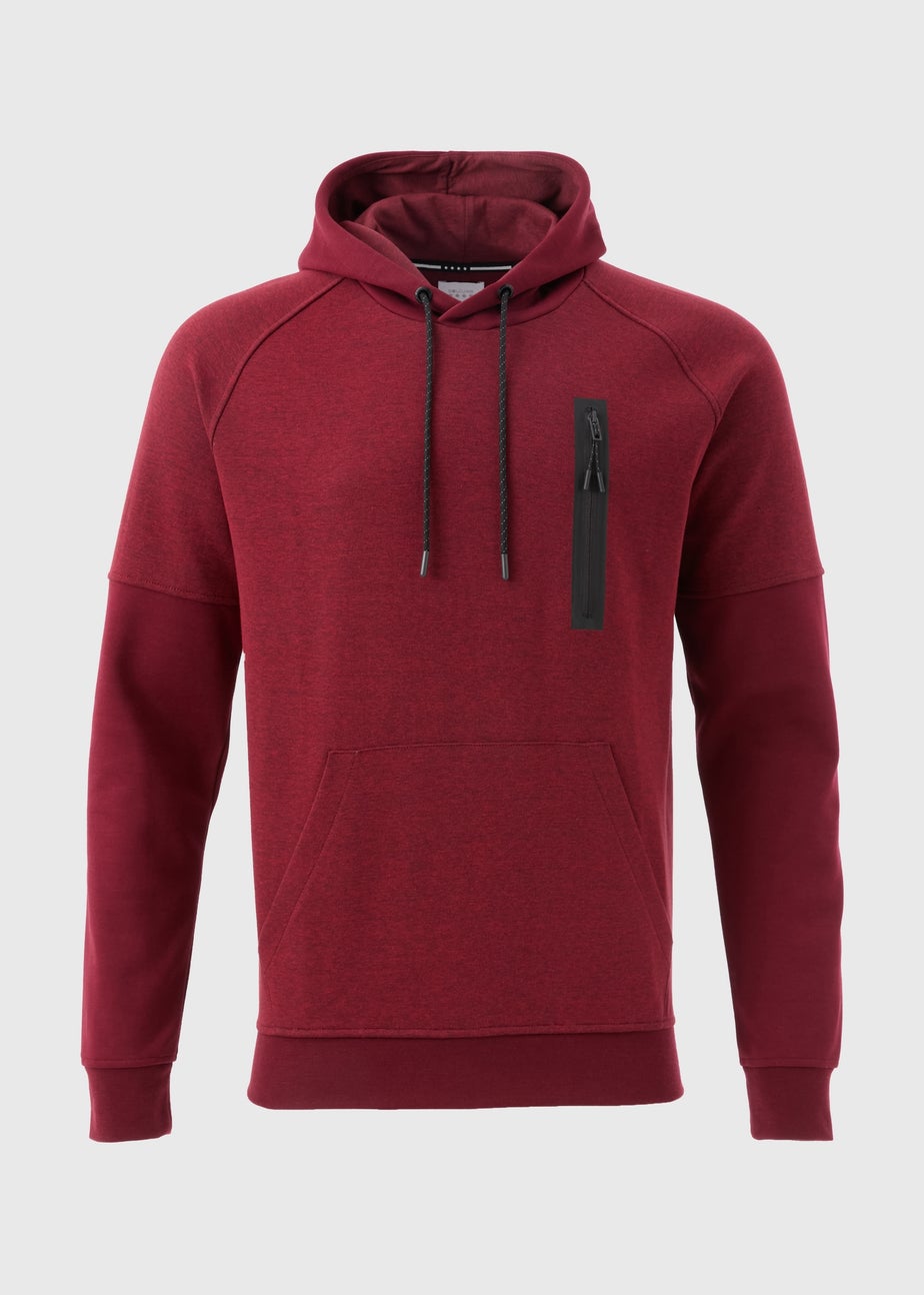 Souluxe Marl Panel Burgundy Hoodie