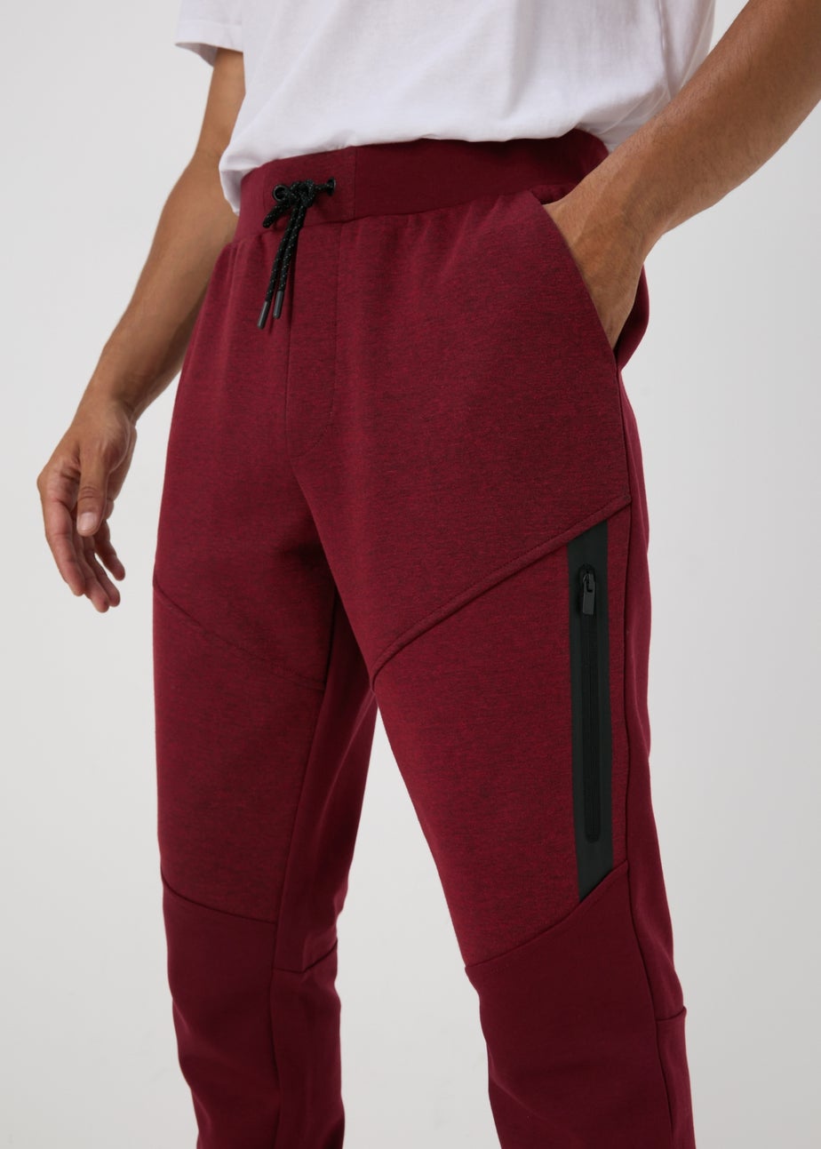 Souluxe Marl Burgundy Panel Joggers