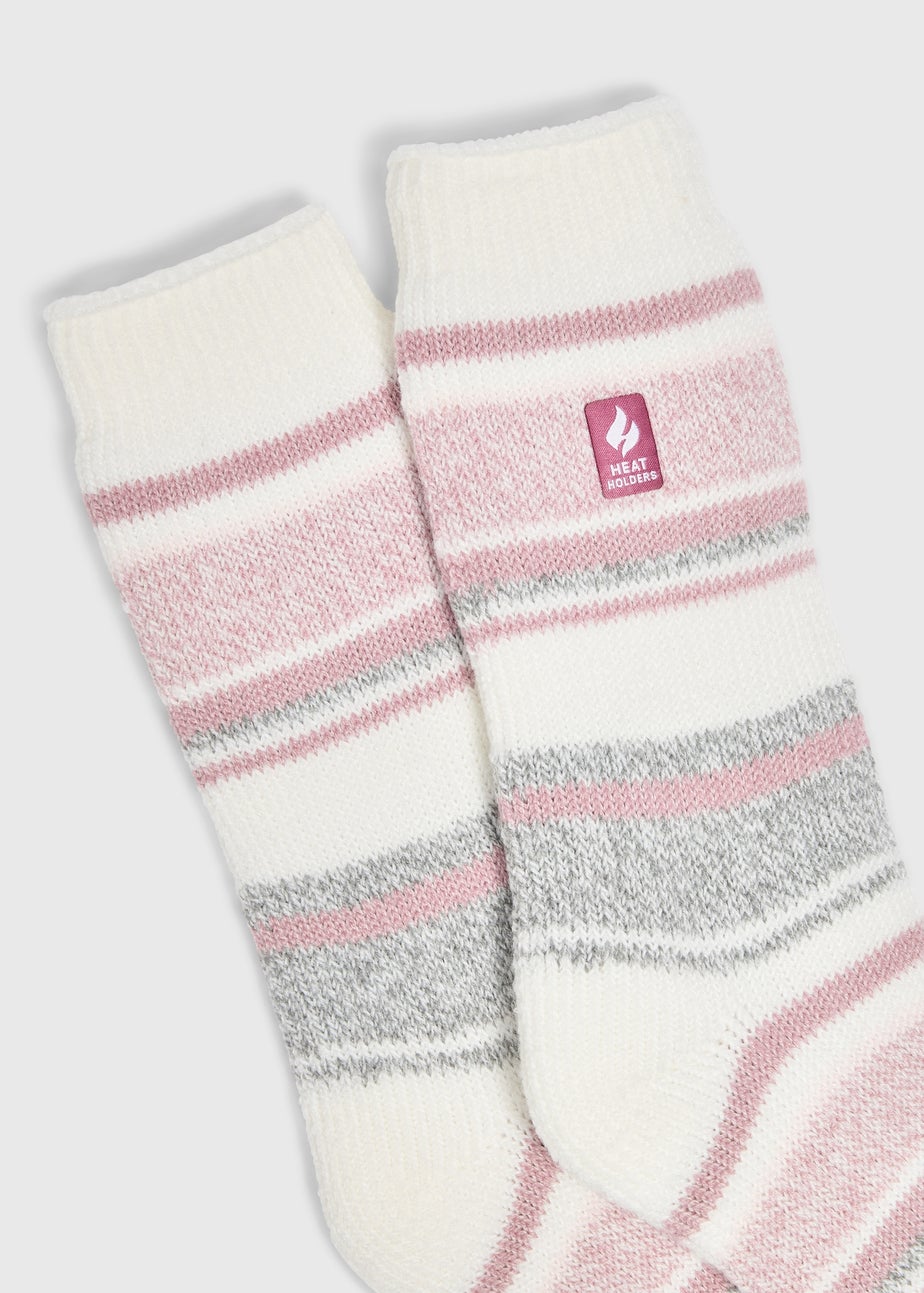 Heat Holders Cream Stripe Thermal Socks