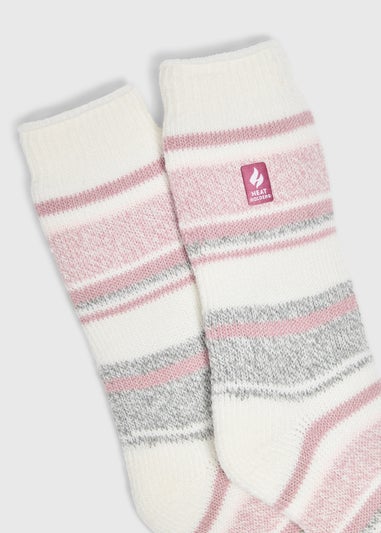 Heat Holders Cream Stripe Thermal Socks