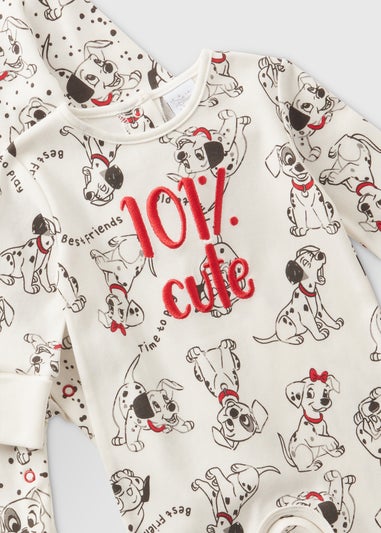 Disney 2 Pack Baby Cream Dalmatian Sleepsuits (Newborn-18mths)