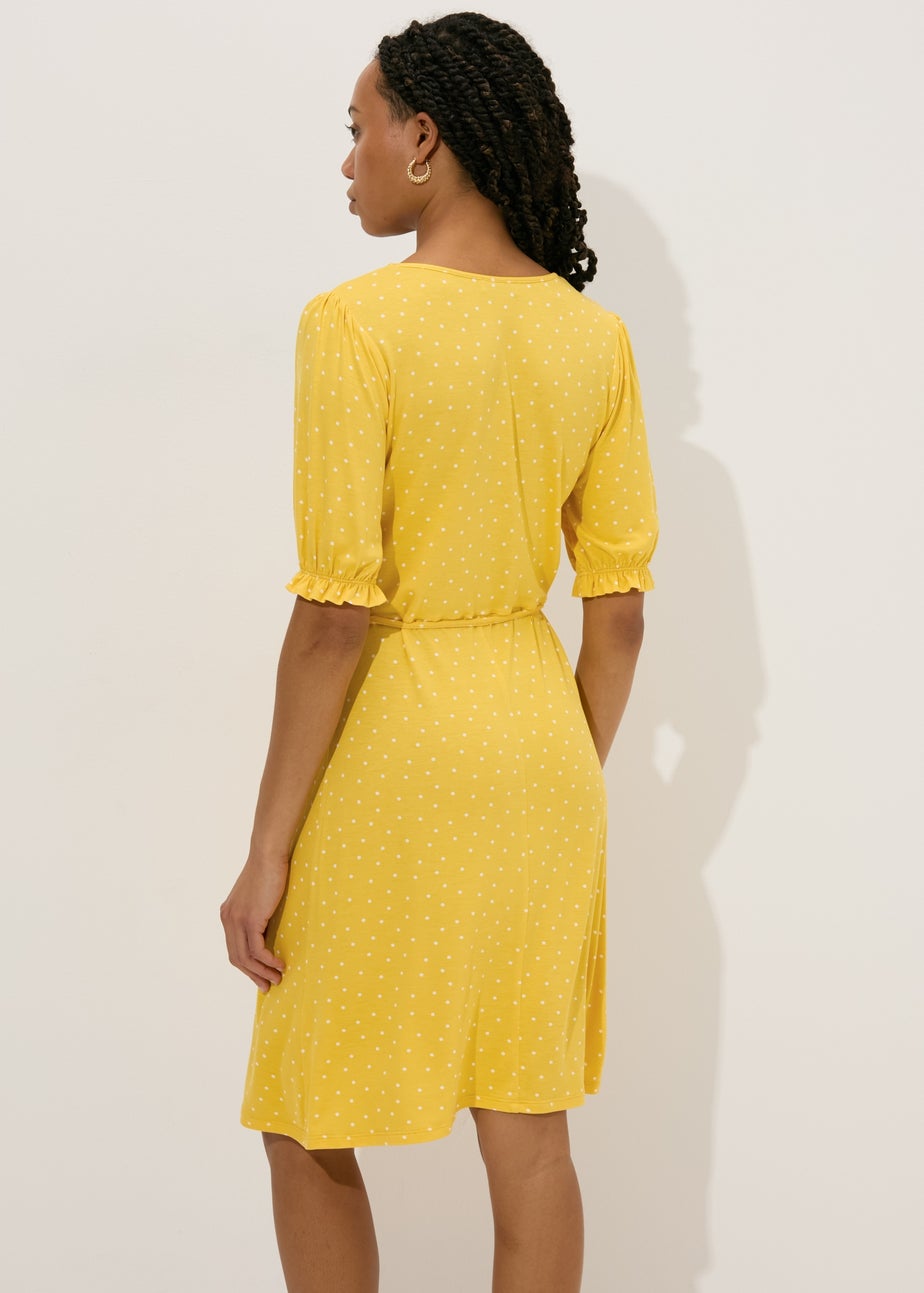Yellow Spot Print Mini Dress