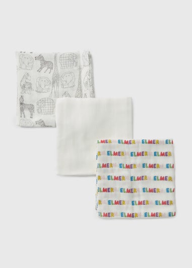 Elmer 3 Pack Baby Cream Muslin Cloths