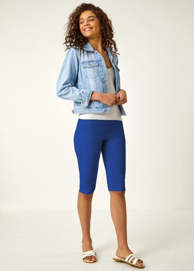 Roman Royal Blue Knee Length Stretch Shorts