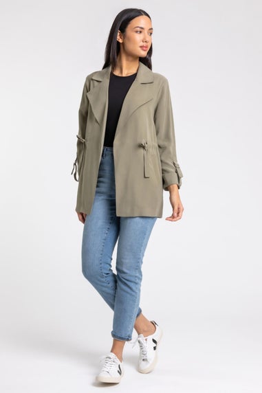 Roman Khaki Tie Waist Longline Jacket