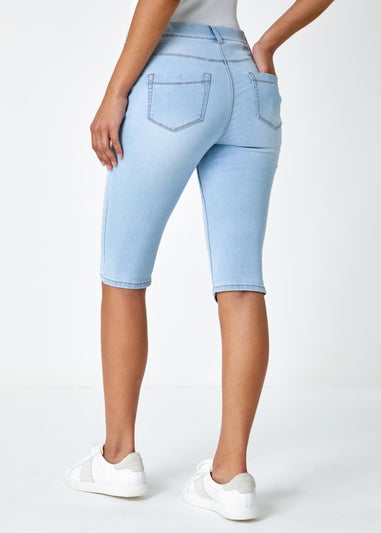 Roman Light Denim Stretch Knee Length Pedal Pusher