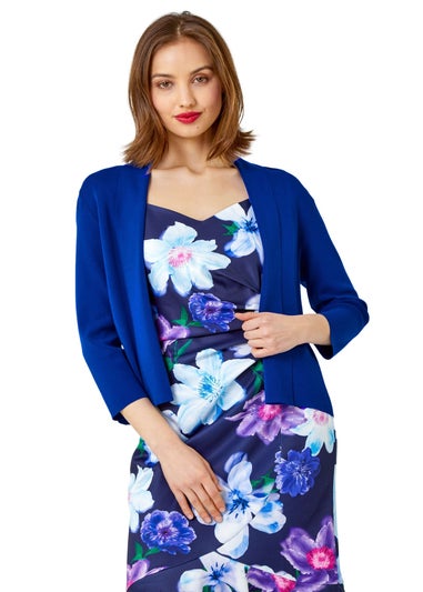 Roman Blue Cropped Knitted Shrug