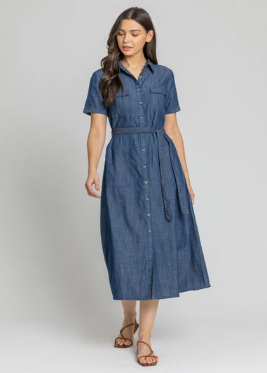 Roman Blue Denim Pocket Detail Shirt Dress