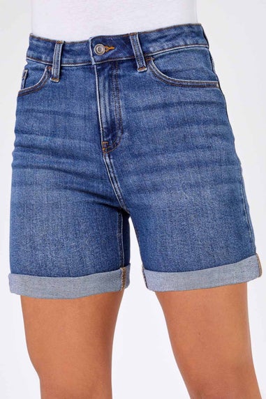 Roman Denim Stretch Denim Mom Shorts