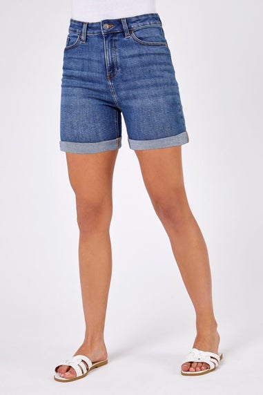 Roman Denim Stretch Denim Mom Shorts