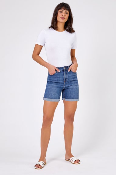 Roman Denim Stretch Denim Mom Shorts