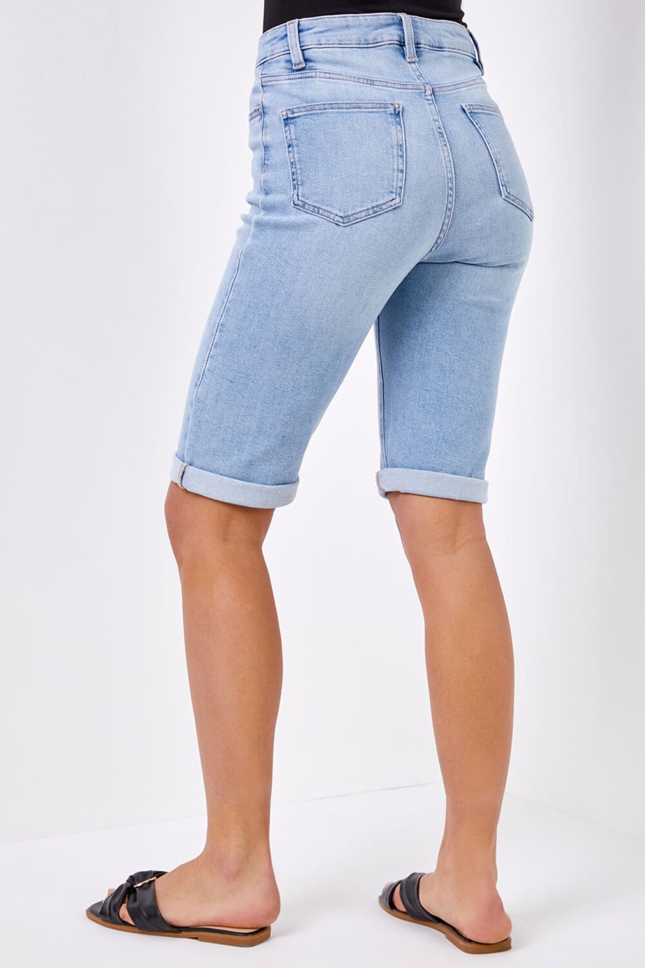 Roman Light Denim Essential Stretch Knee Length Shorts
