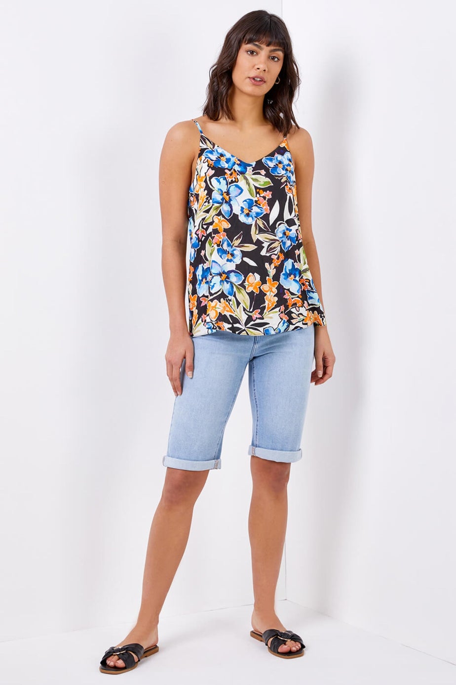 Roman Light Denim Essential Stretch Knee Length Shorts