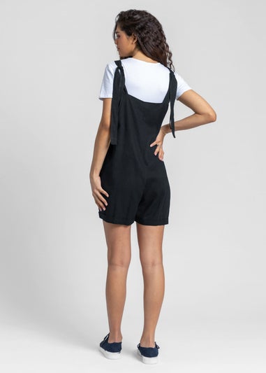 Roman Black Shoulder Tie Cotton Playsuit