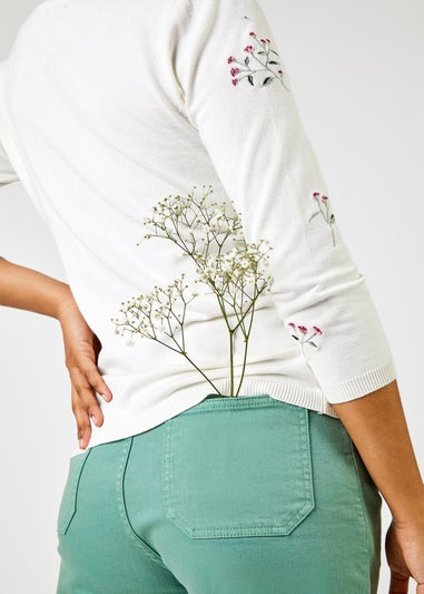 Roman Sage Wide Leg Stretch Denim Cropped Culottes