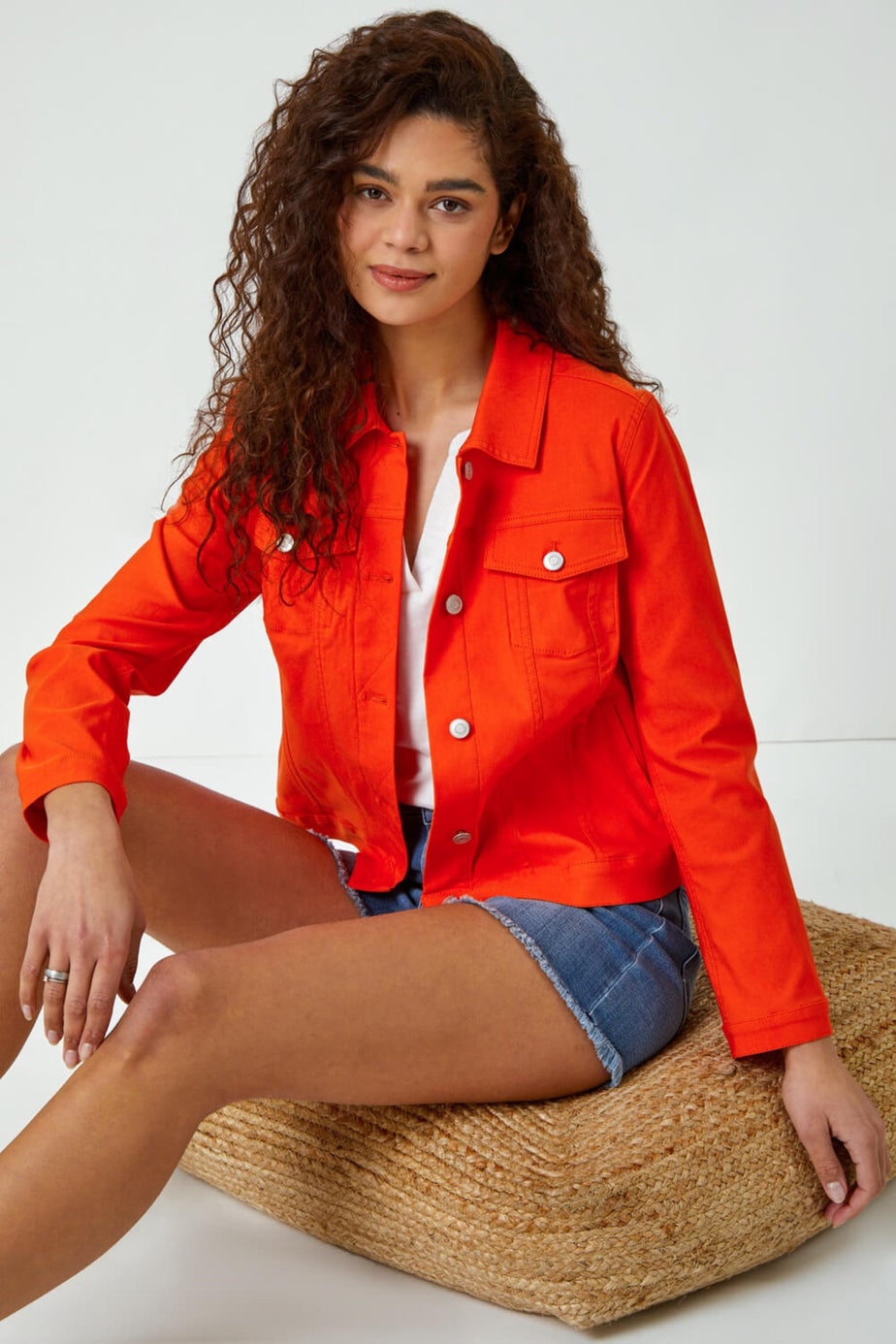 Roman Orange Stretch Pocket Detail Jacket