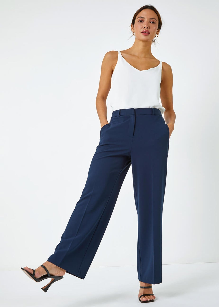 Roman Navy Wide Leg Premium Stretch Trousers
